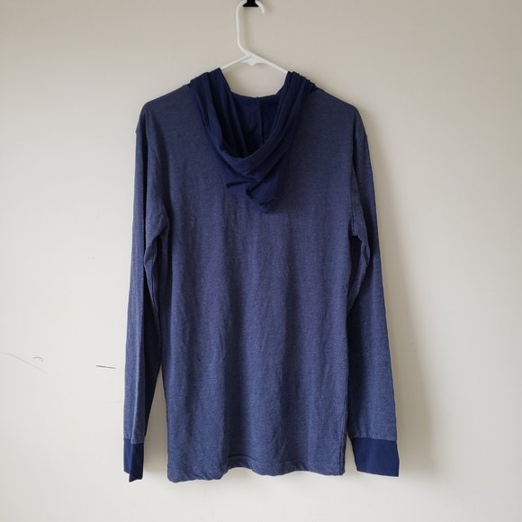 New England Patriots Mens Medium Long Sleeve Hooded Shirt Blue NFL Apparel NWOT - Picture 4 of 9